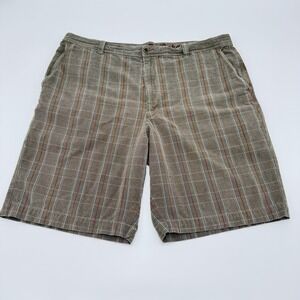 Tommy Bahama Men's 40 Flat Front Shorts Cotton Silk Brown Orange Plaid